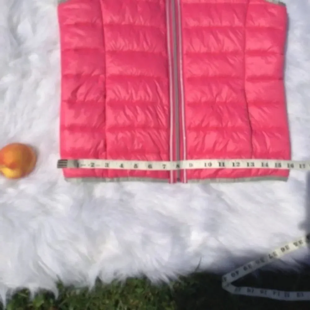 Tommy Hilfiger Pink and Yellow Puffer Vest Size Juniors Large L Winter Girl
